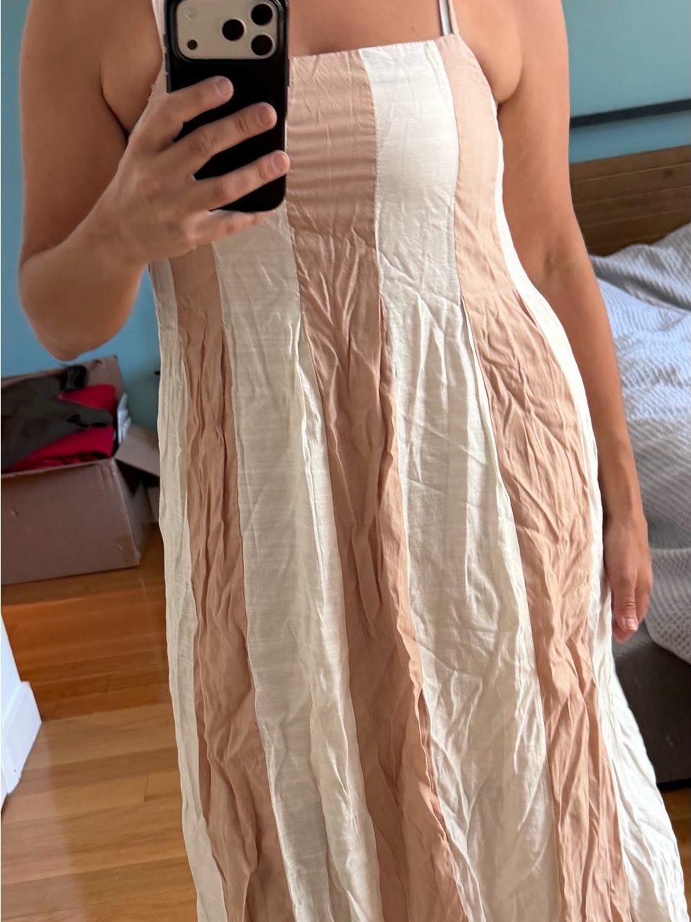 Wishlist Beige and Cream Vertical Stripe Maxi Dress